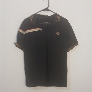 Chuxx Black Polo Shirt with Gold and Red Accents